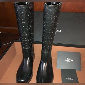 Coach rubber boots, black,Size 5M
